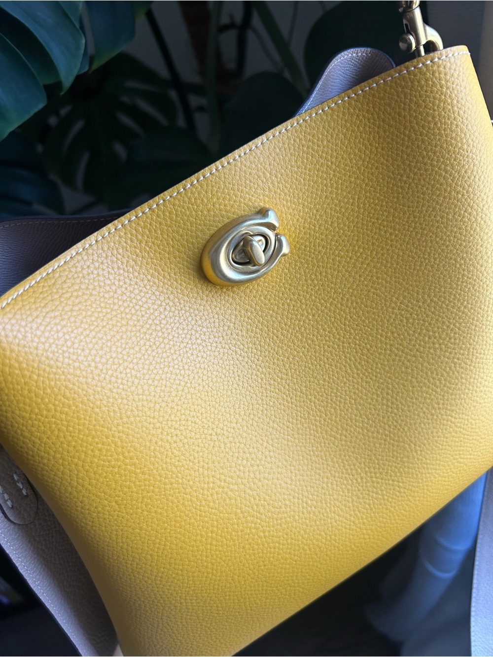Coach Pebble Leather Shoulder Bag in Yellow and Tan - Picture 2 of 7